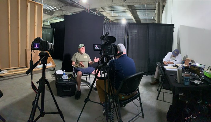 VWC Staff from the History &#38; Legacy Branch record an oral history from a Vietnam veteran. 